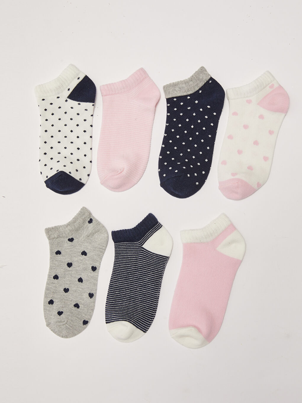 Patterned Girls' Trainer Socks 7 Pack-1