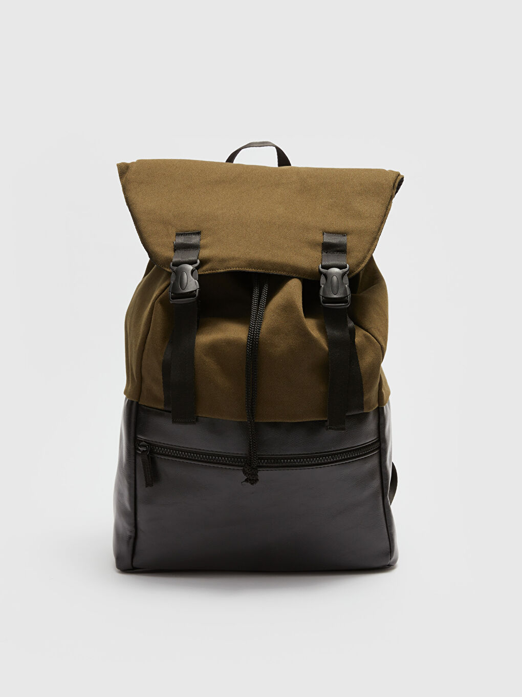 Haki Kanvas Klips Tokalı Erkek Sırt Çantası-2