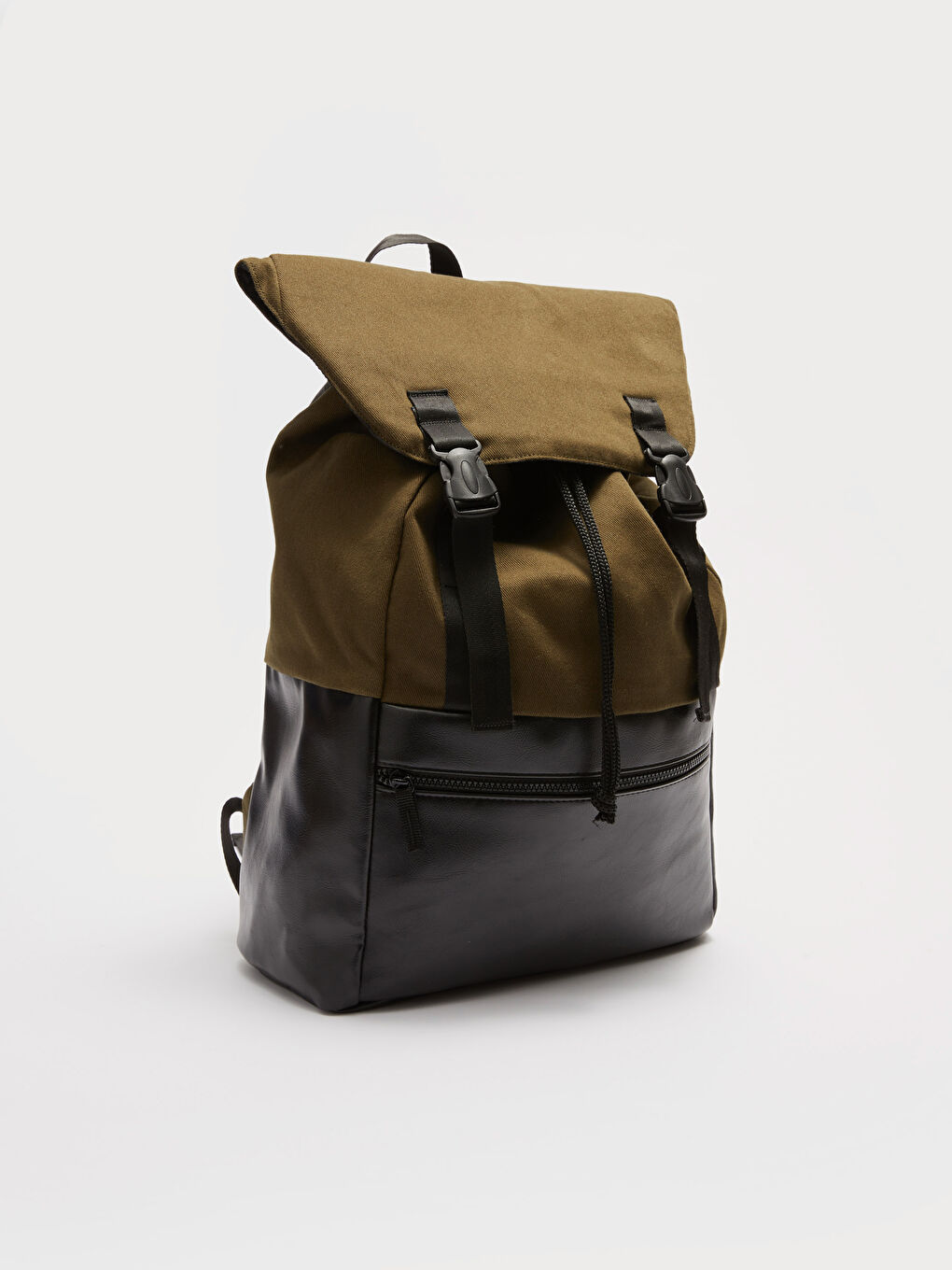 Haki Kanvas Klips Tokalı Erkek Sırt Çantası-3