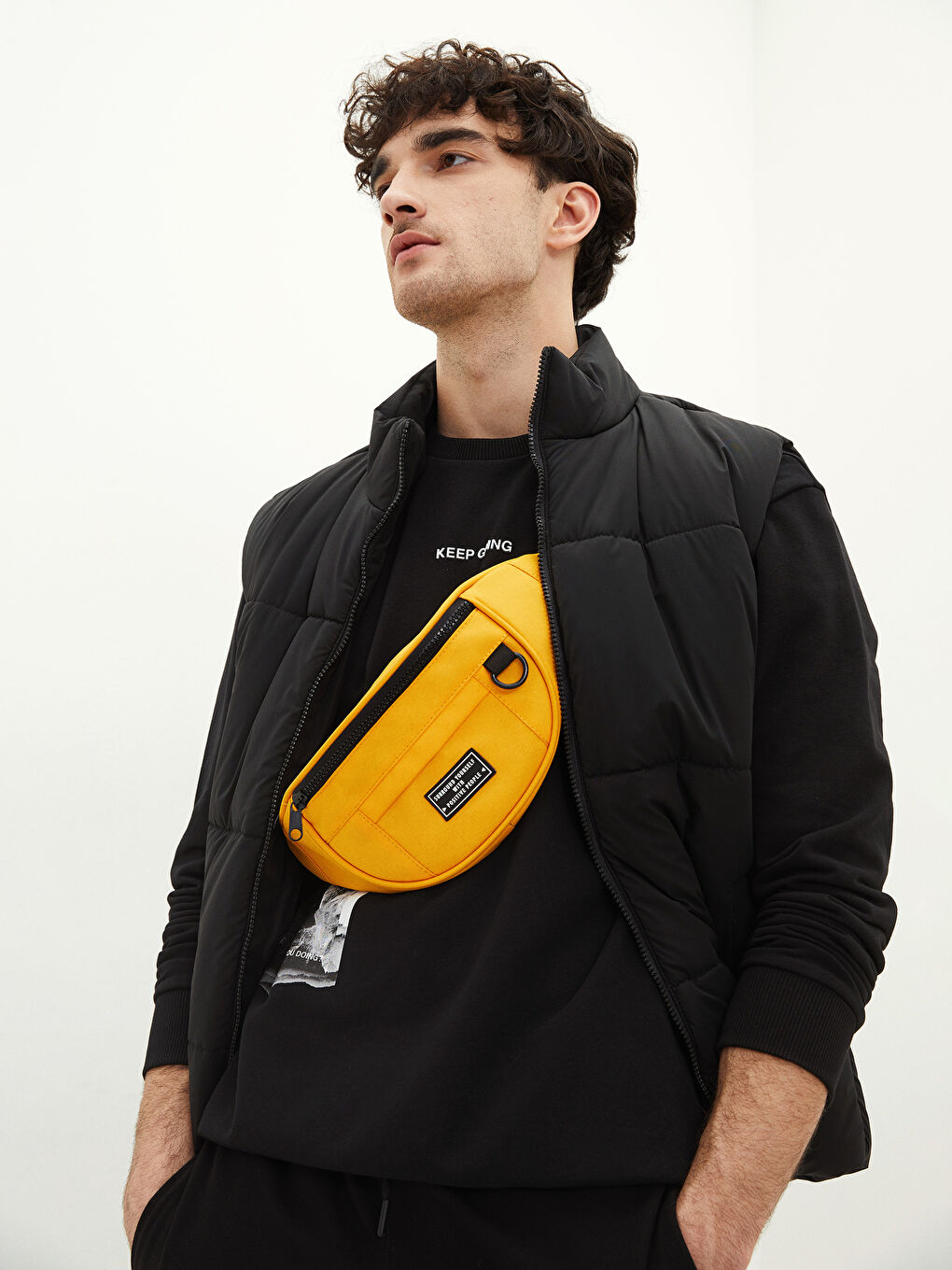 Label Detailed Men's Waist Bag