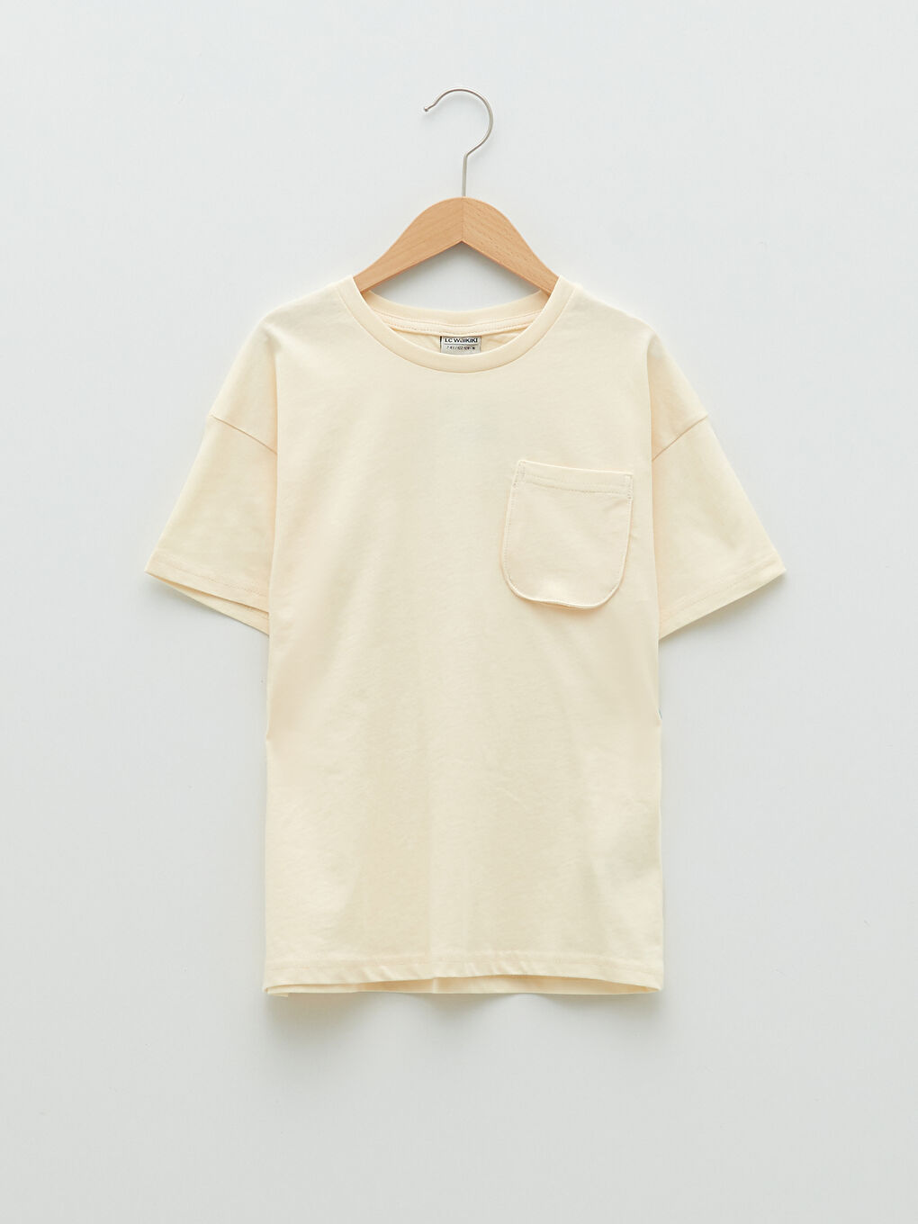 Bej Bisiklet Yaka Basic Kısa Kollu Erkek Çocuk Tişört