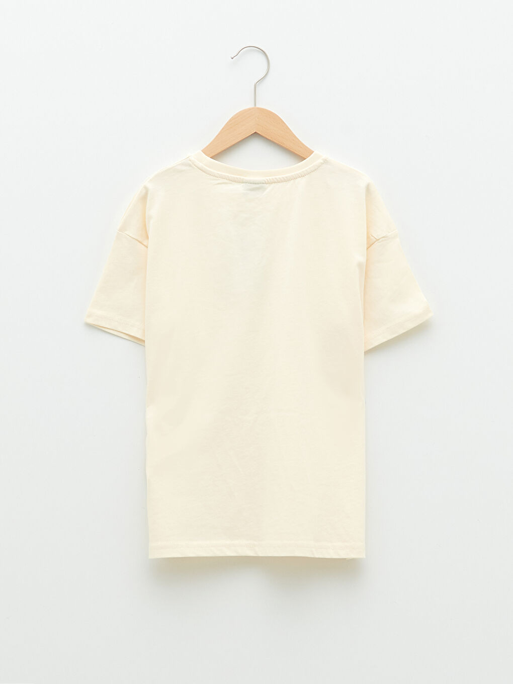 Bej Bisiklet Yaka Basic Kısa Kollu Erkek Çocuk Tişört-1
