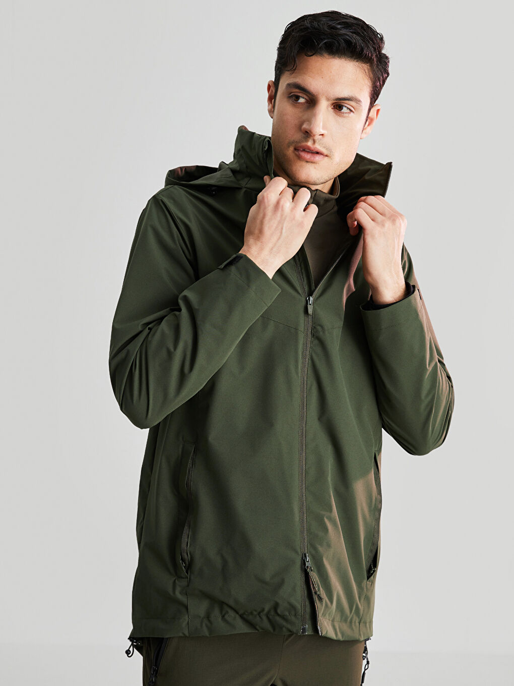 Regulär Geschnittener Regenmantel Für Herren Mit Kapuze-1