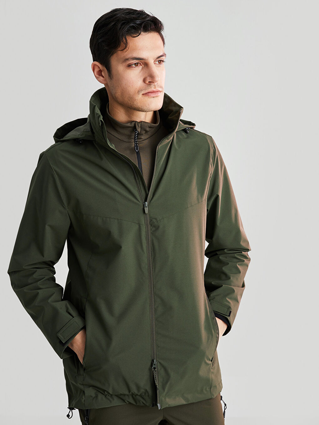 Regulär Geschnittener Regenmantel Für Herren Mit Kapuze-2