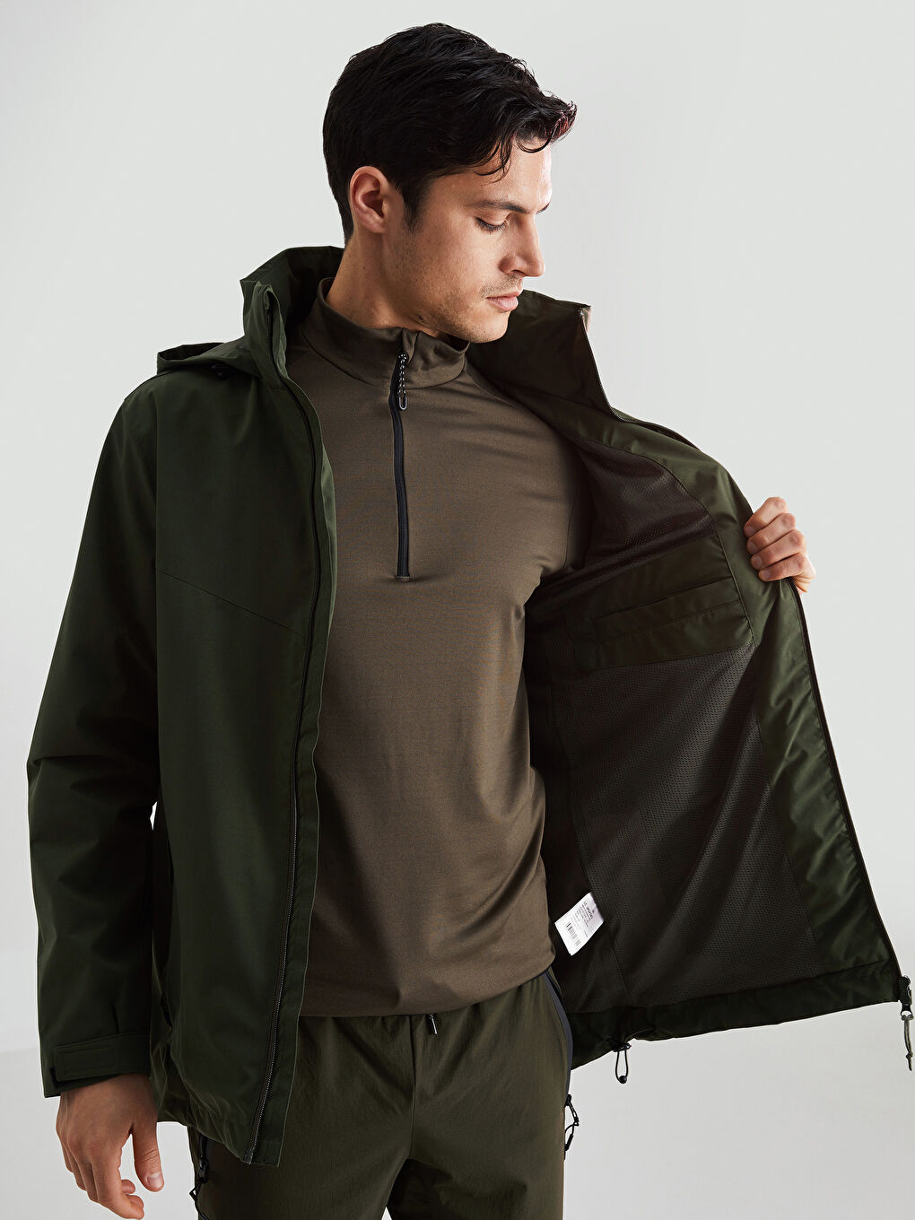 Regulär Geschnittener Regenmantel Für Herren Mit Kapuze-3