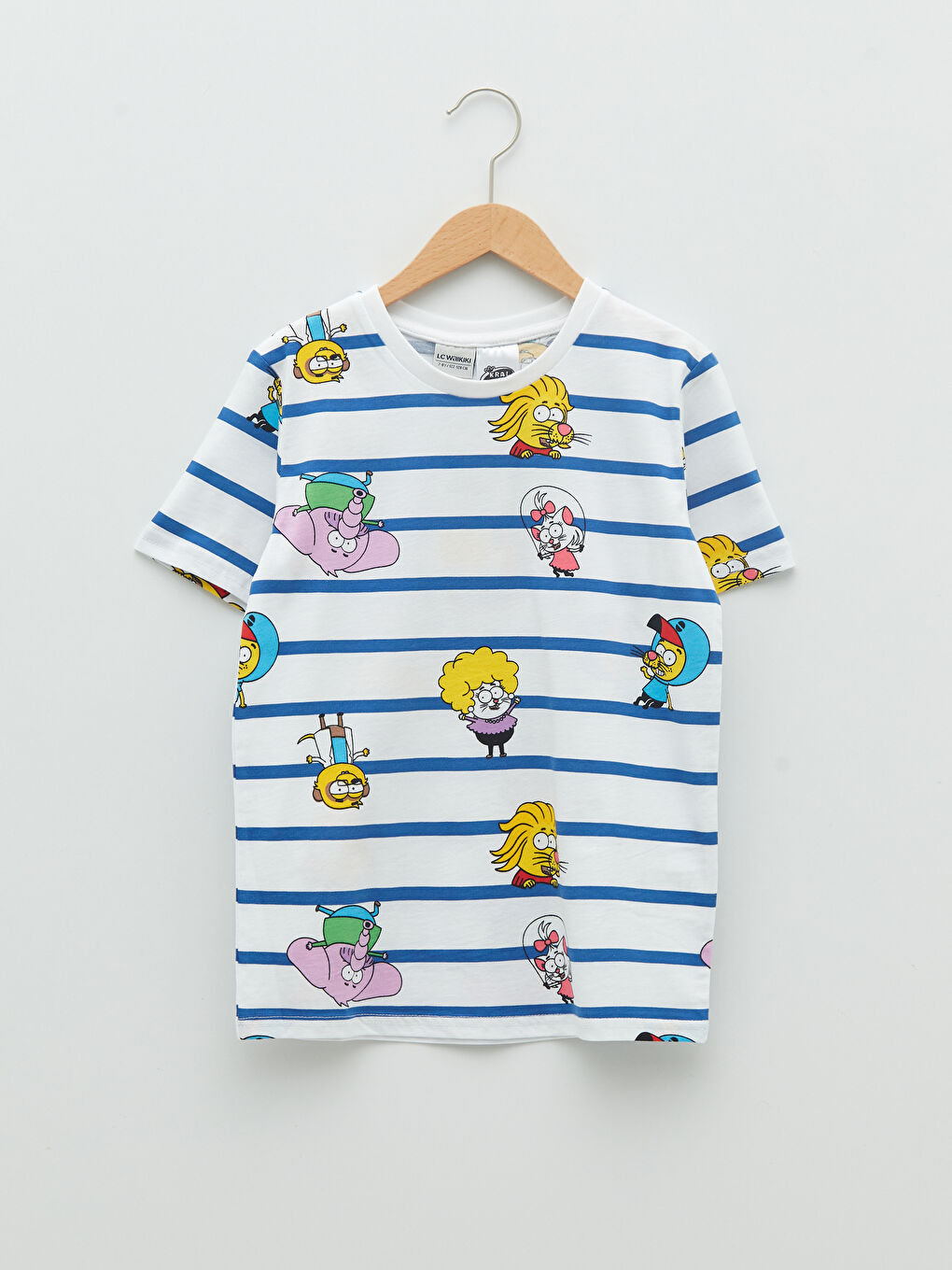 Lacivert Bisiklet Yaka Kral Şakir Baskılı Kısa Kollu Erkek Çocuk Tişört