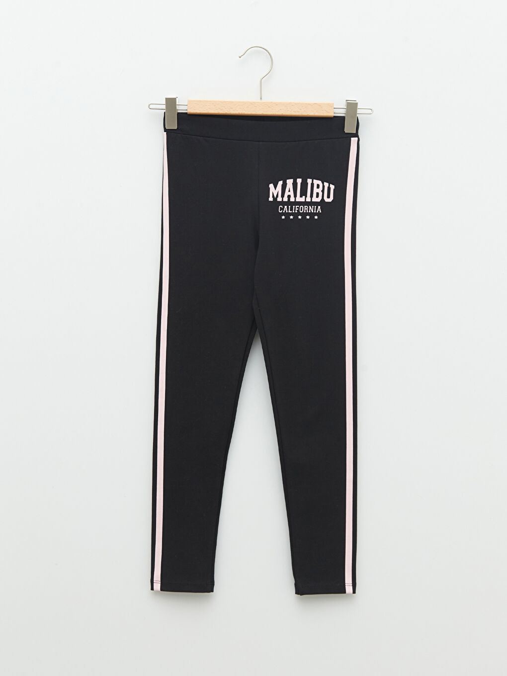 Siyah Beli Lastikli Baskılı Kız Çocuk Uzun Tayt