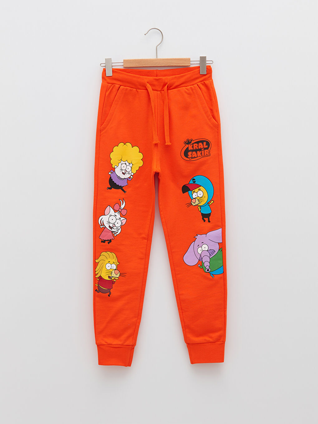 Turuncu Beli Lastikli Kral Şakir Baskılı Erkek Çocuk Jogger Eşofman Altı