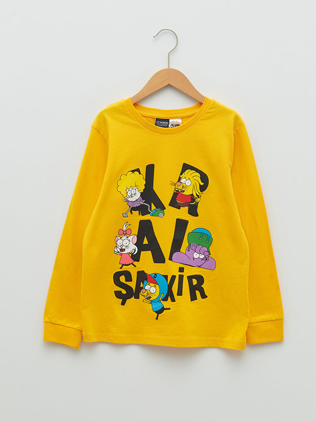 LCW Kids Turuncu Bisiklet Yaka Kral Şakir Baskılı Uzun Kollu Erkek