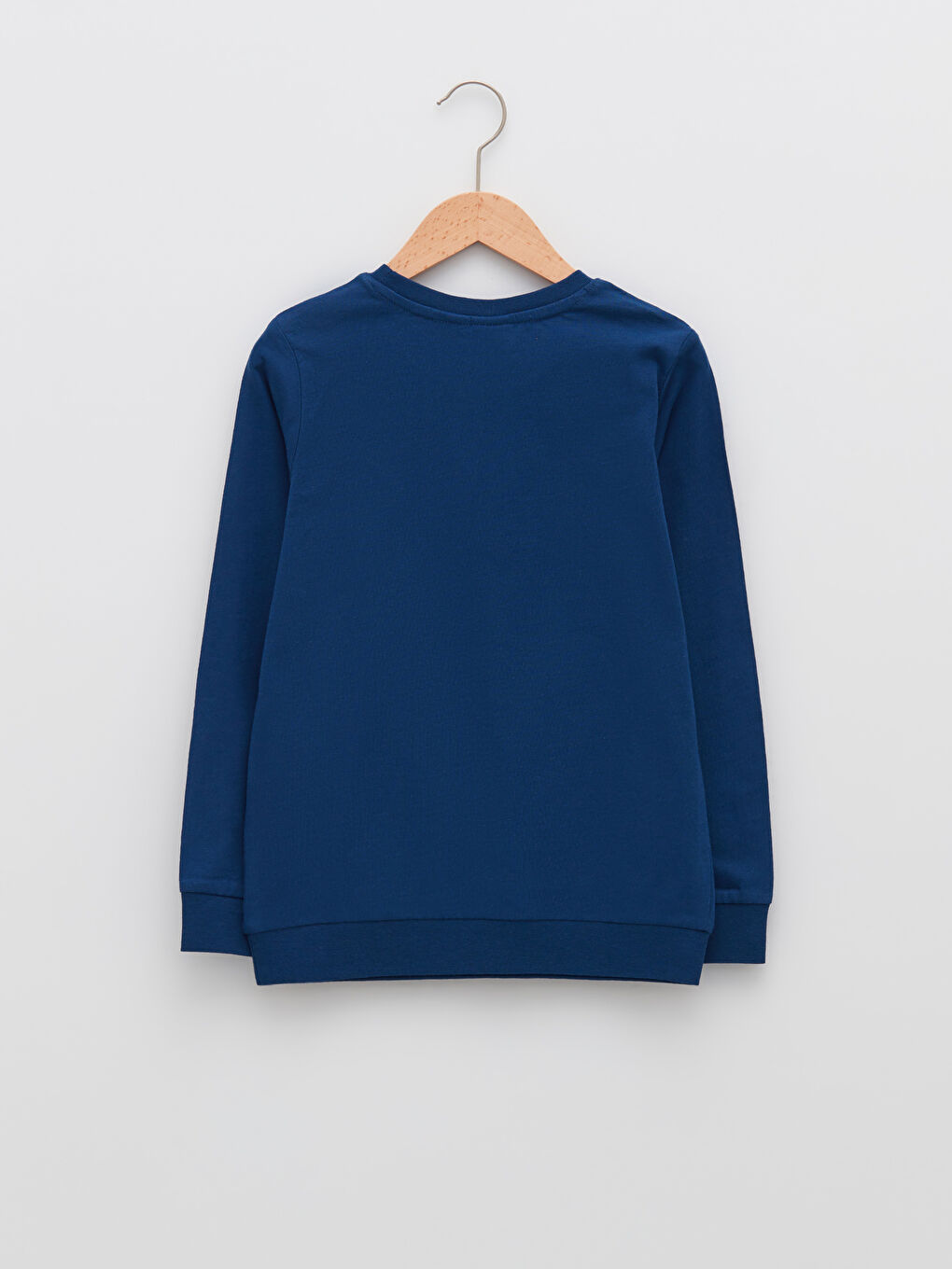 Lacivert Bisiklet Yaka Kral Şakir Baskılı Uzun Kollu Erkek Çocuk Sweatshirt-1