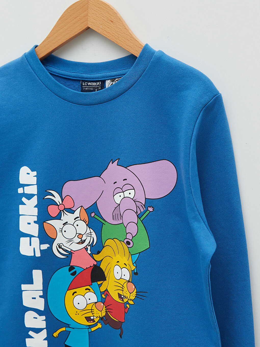 Mavi Bisiklet Yaka Kral Şakir Baskılı Uzun Kollu Erkek Çocuk Sweatshirt-4