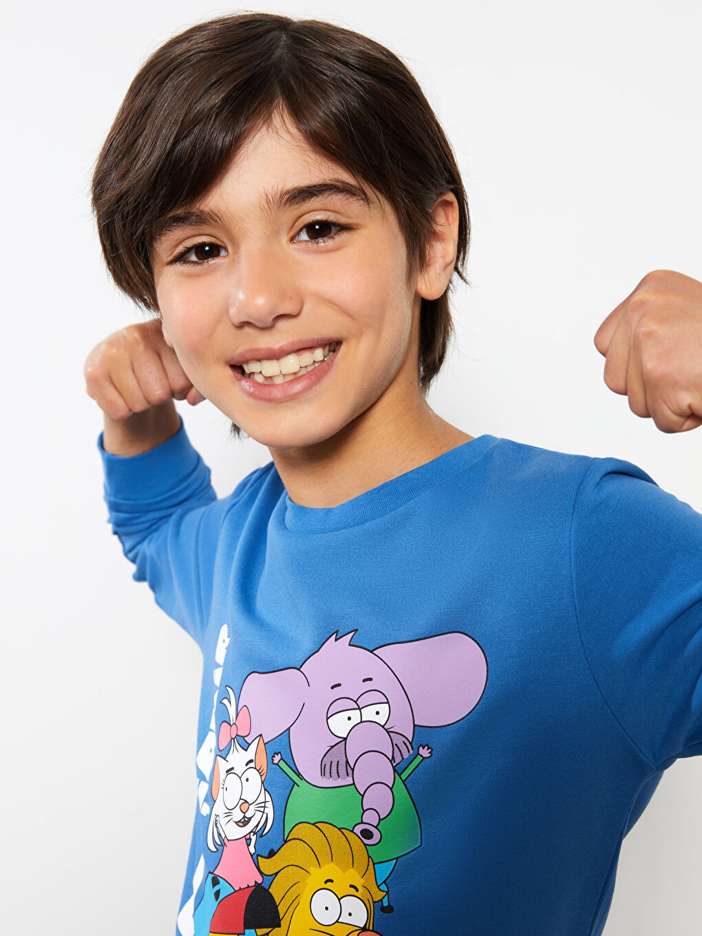 Mavi Bisiklet Yaka Kral Şakir Baskılı Uzun Kollu Erkek Çocuk Sweatshirt-1