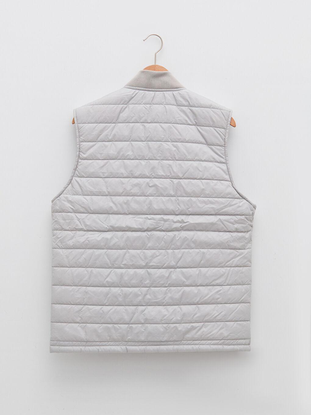 Gri Standart Kalıp Dik Yaka Erkek Yelek-7