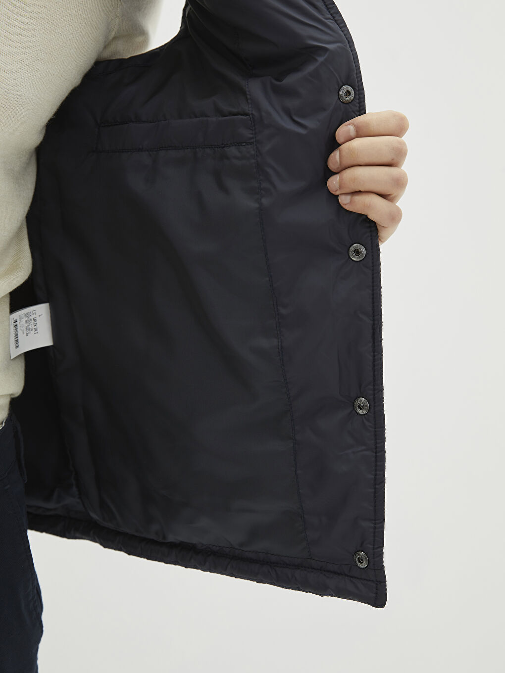 Lacivert Standart Kalıp Dik Yaka Erkek Yelek-3