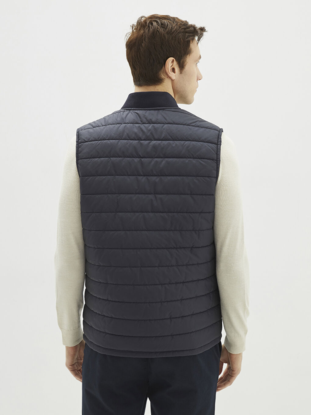 Lacivert Standart Kalıp Dik Yaka Erkek Yelek-4