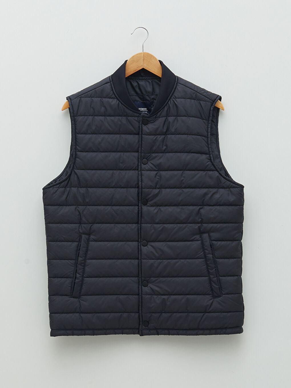 Lacivert Standart Kalıp Dik Yaka Erkek Yelek-5