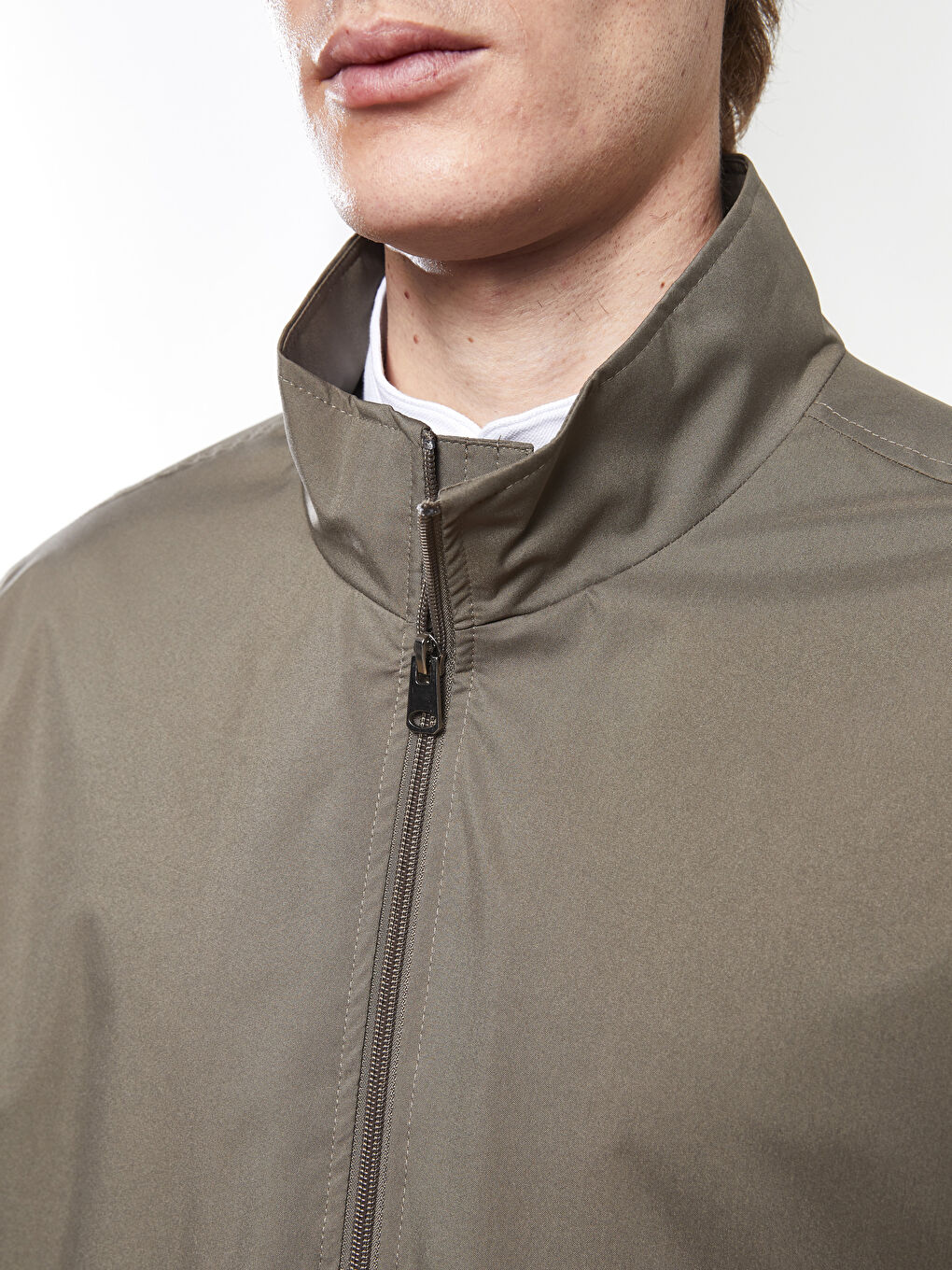 Yeşil Standart Kalıp Dik Yaka Erkek Mont-2