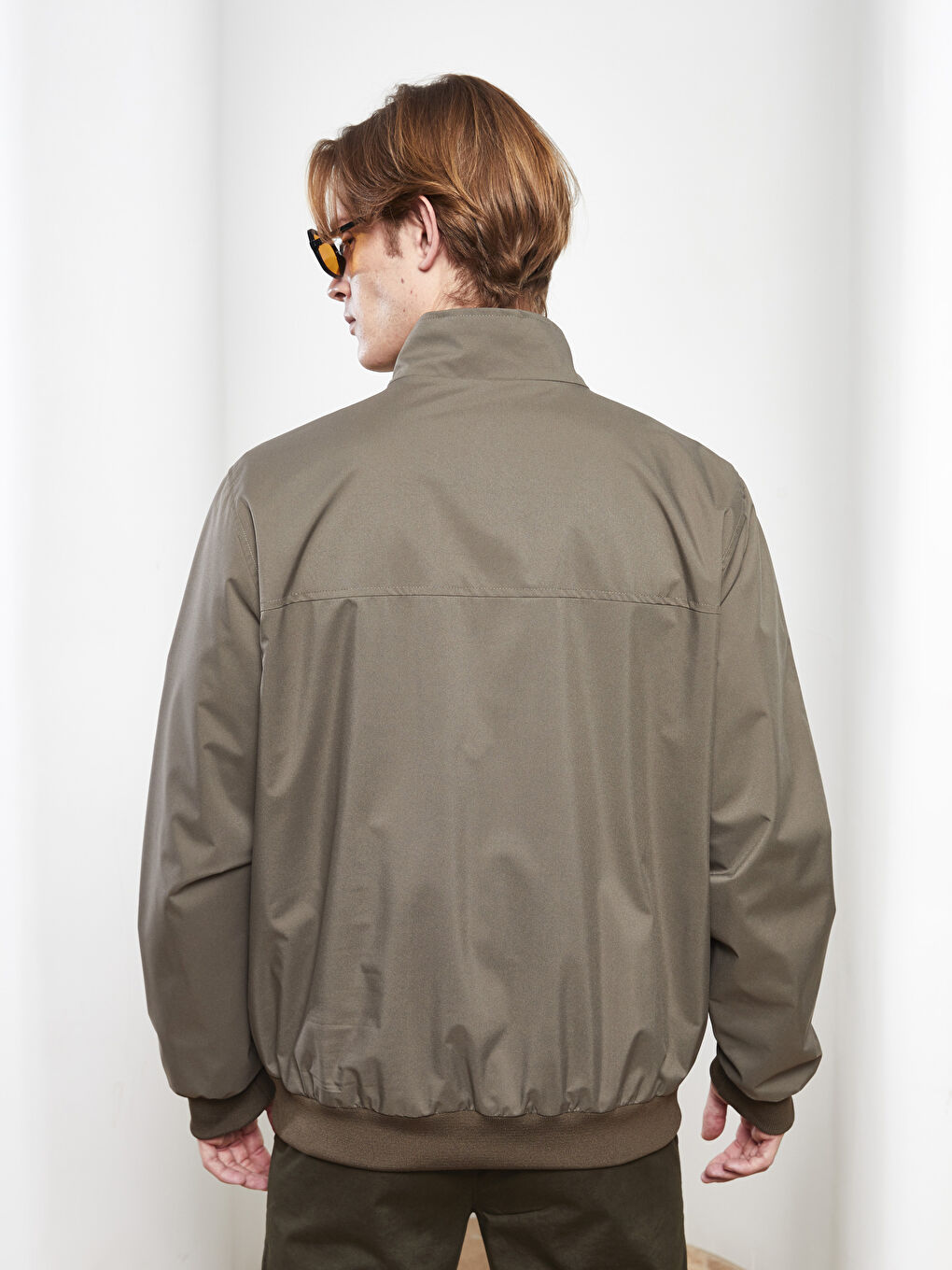 Yeşil Standart Kalıp Dik Yaka Erkek Mont-4