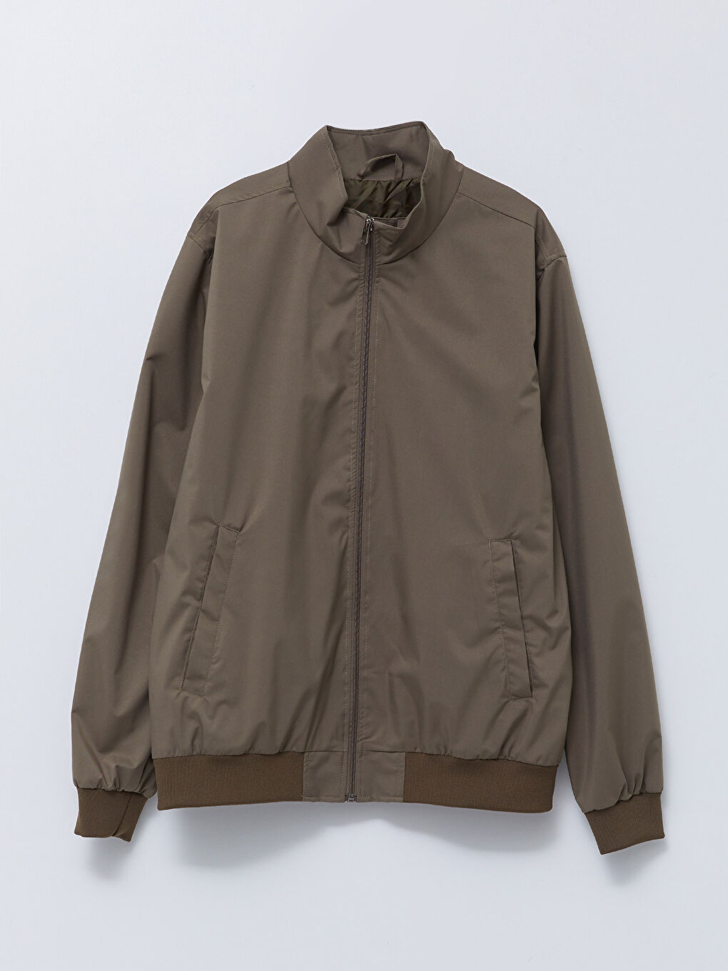 Yeşil Standart Kalıp Dik Yaka Erkek Mont-5