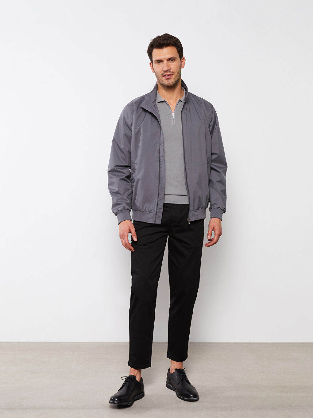 Antrasit Standart Kalıp Dik Yaka Erkek Mont