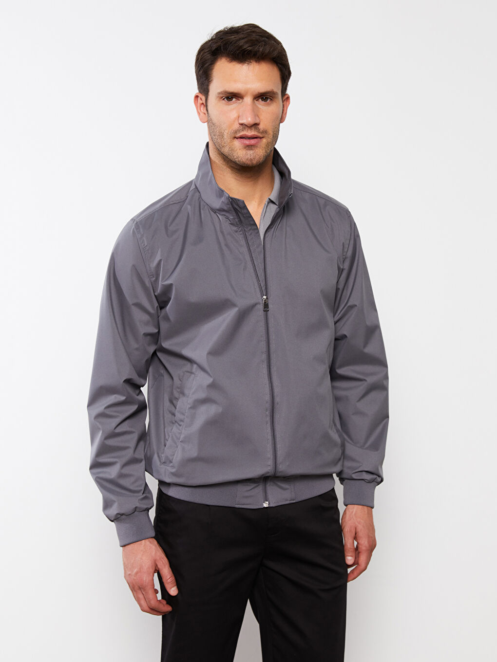 Antrasit Standart Kalıp Dik Yaka Erkek Mont-1