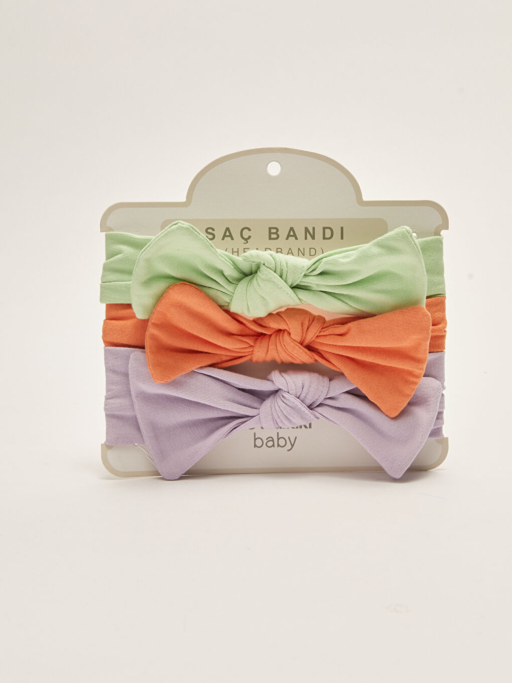 Lila Basic Fiyonk Detaylı Kız Bebek Saç Bandı 3'lü