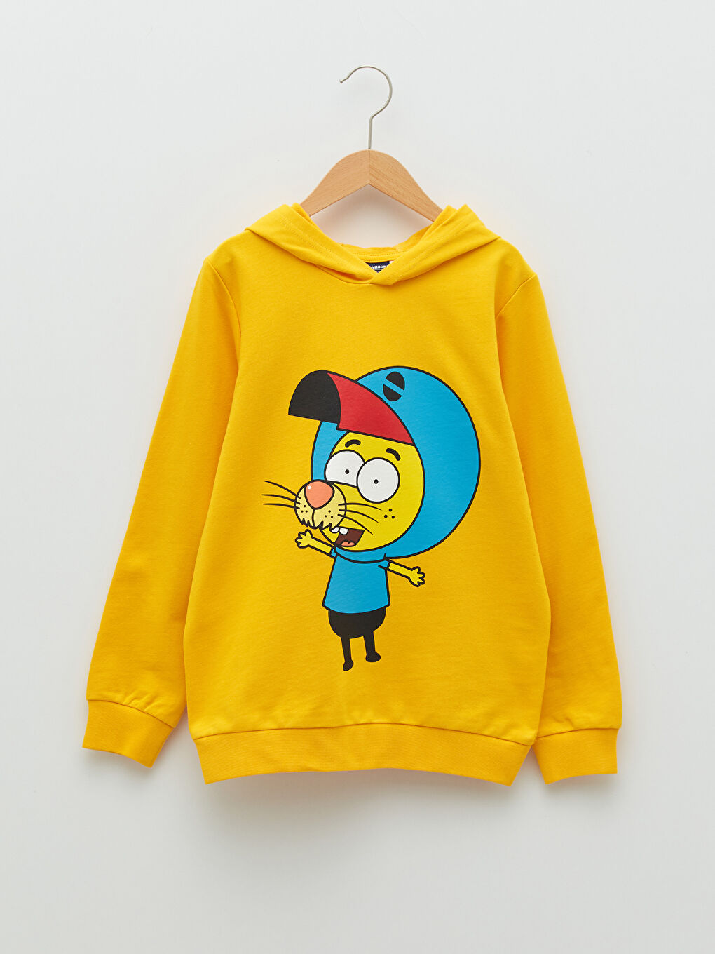 Turuncu Kapüşonlu Kral Şakir Baskılı Uzun Kollu Erkek Çocuk Sweatshirt
