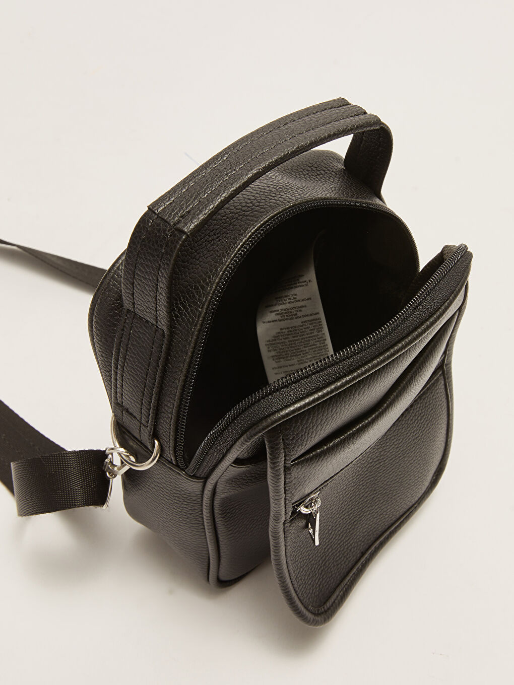 Siyah Deri Görünümlü Erkek El ve Omuz Çantası-4