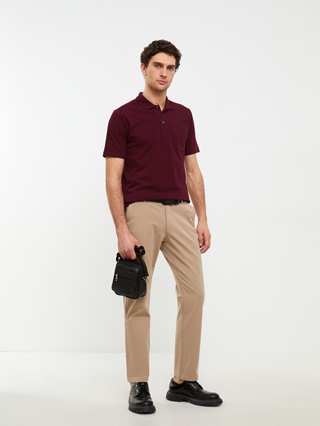 Siyah Deri Görünümlü Erkek El ve Omuz Çantası