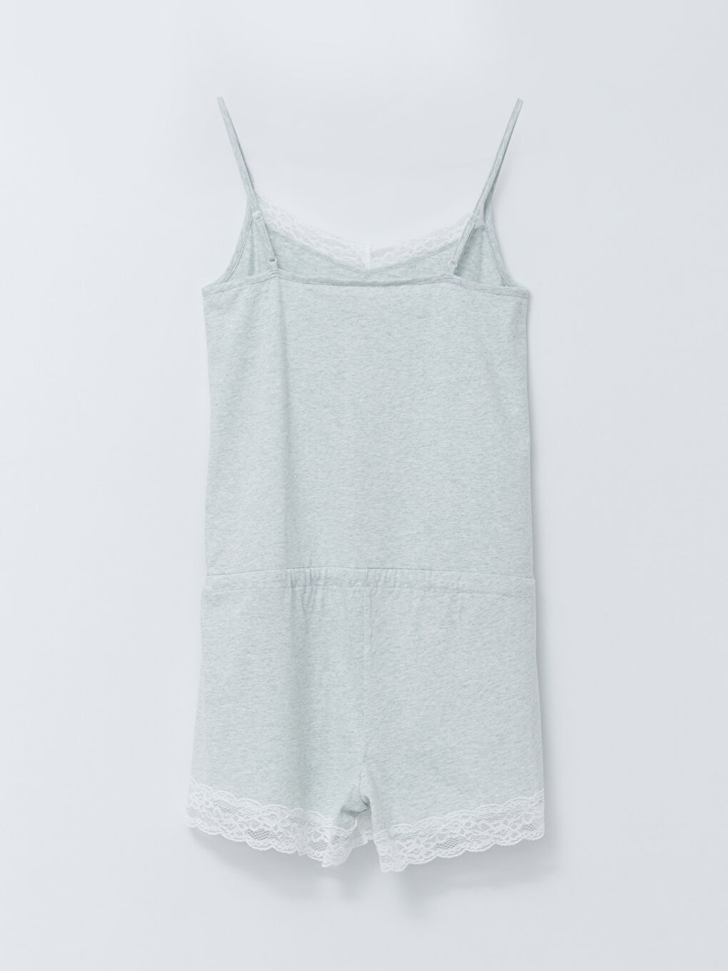 Yeşil V Yaka Dantelli Askılı Kadın Tulum-6