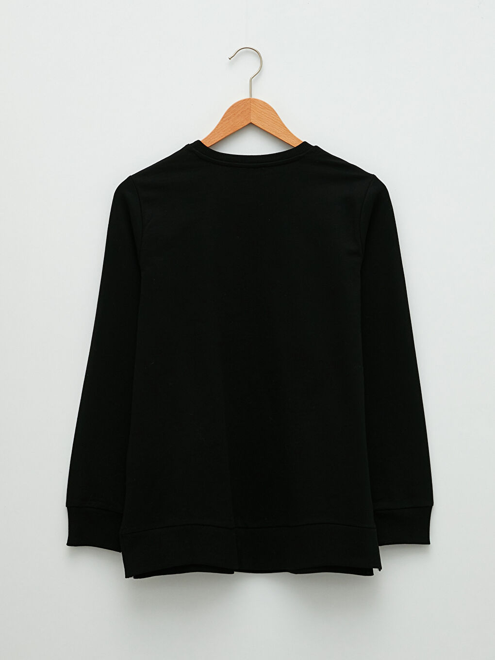 Siyah Bisiklet Yaka Baskılı Uzun Kollu Kadın Sweatshirt-5