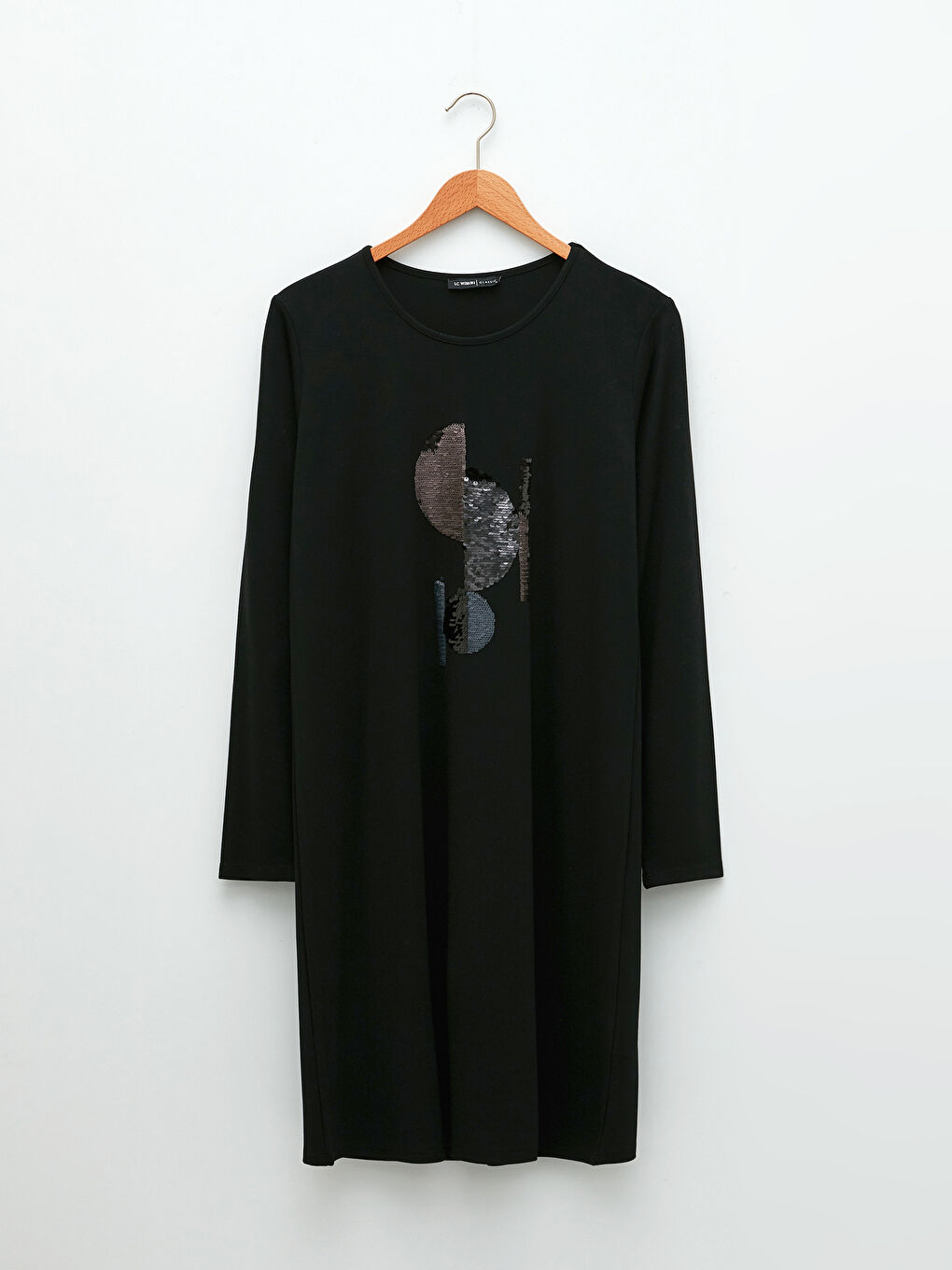 Siyah Bisiklet Yaka Payet İşlemeli Uzun Kollu Kadın Tunik-5