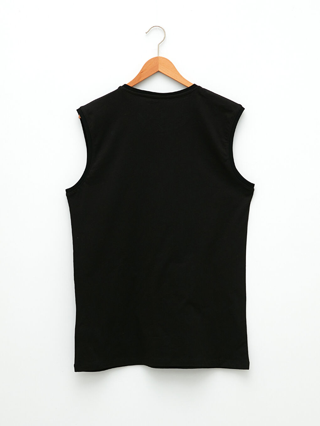 Siyah Bisiklet Yaka Kolsuz Pamuklu Erkek Atlet-5