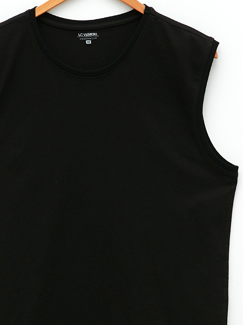 Siyah Bisiklet Yaka Kolsuz Pamuklu Erkek Atlet-6