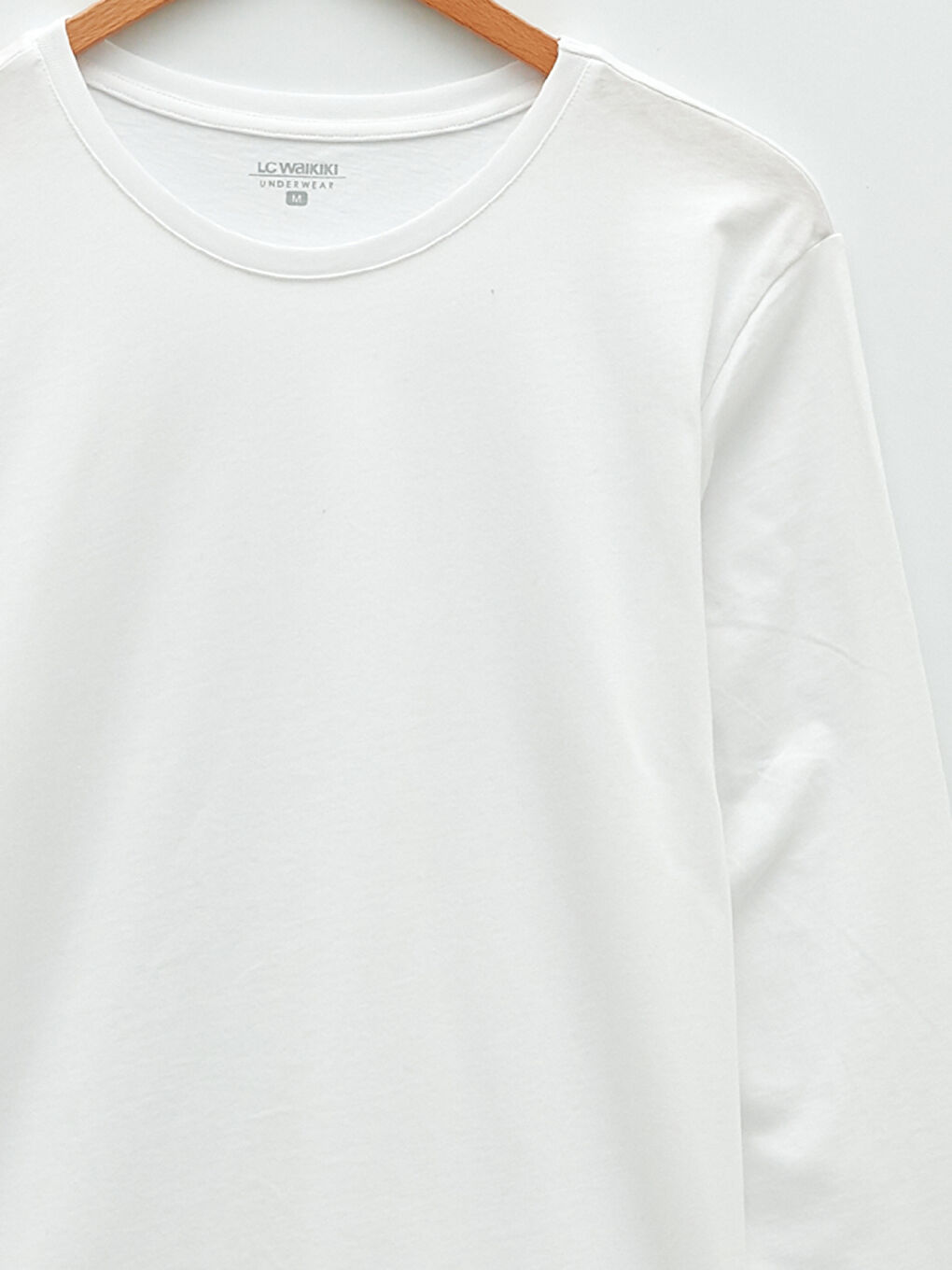 Beyaz Bisiklet Yaka Uzun Kollu Pamuklu Erkek Atlet-7