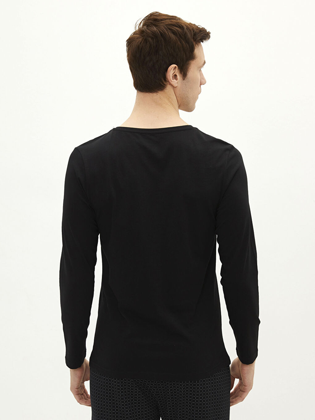 V-Neck Long Sleeve Cotton Men's Undershirt-4