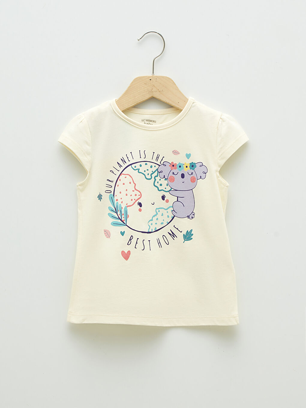 Crew Neck Short Sleeve Printed Cotton Baby Girl Pajamas Set-1