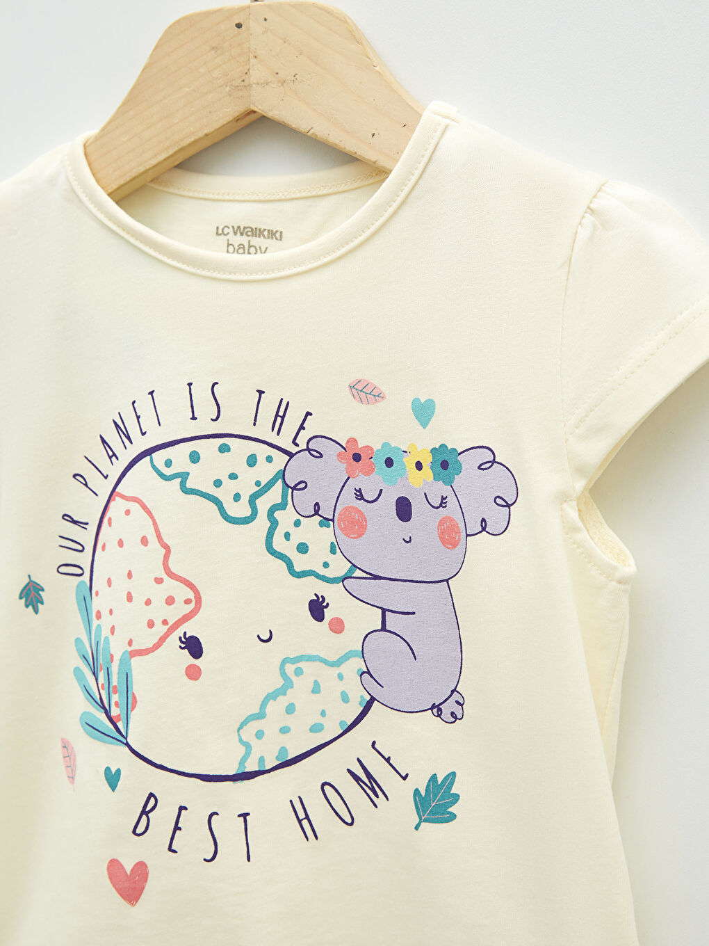 Crew Neck Short Sleeve Printed Cotton Baby Girl Pajamas Set-5