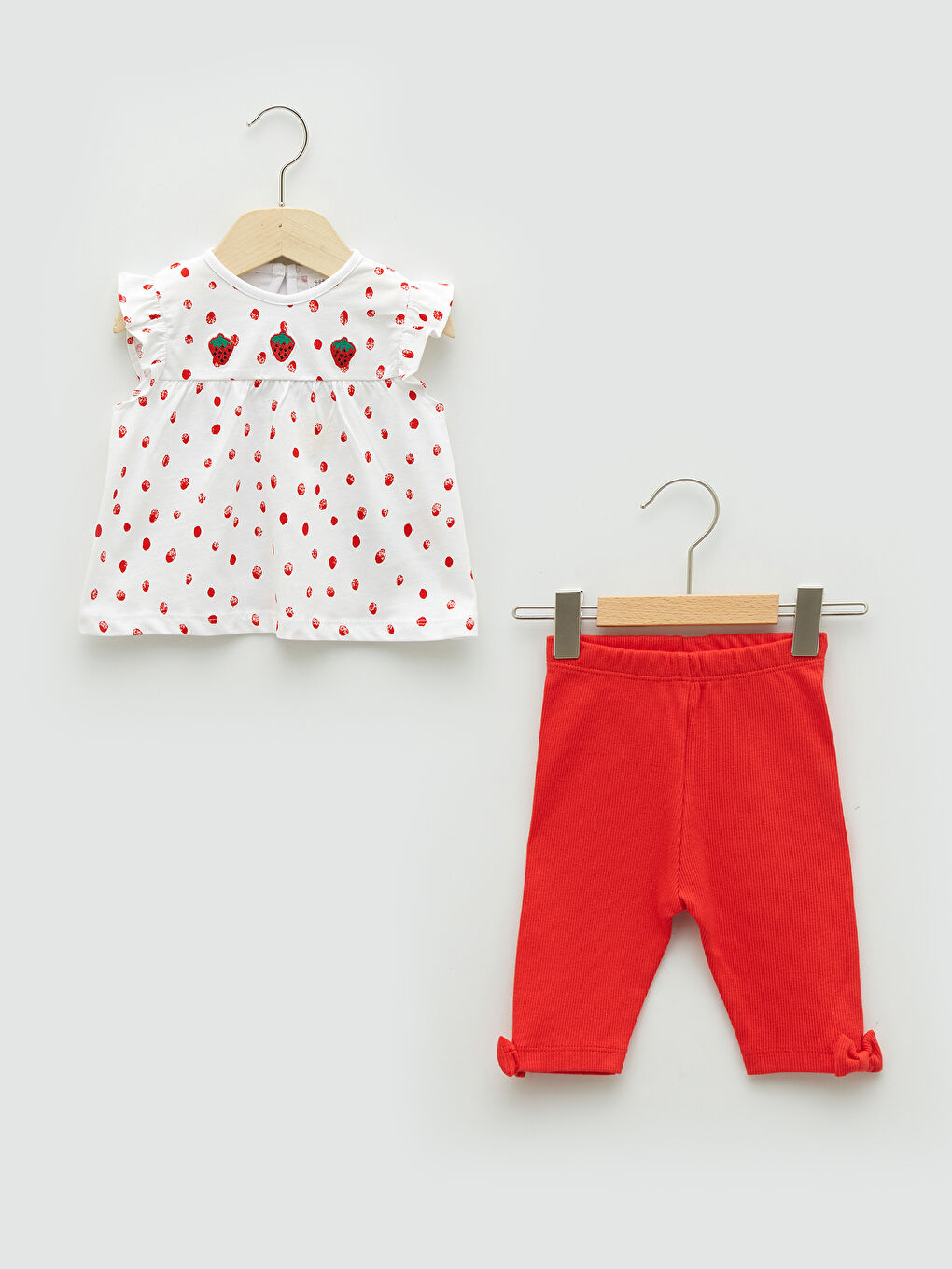 Ensemble Blouse et Leggings Imprimés en Coton Bébé Fille Col Rond Lot de 2