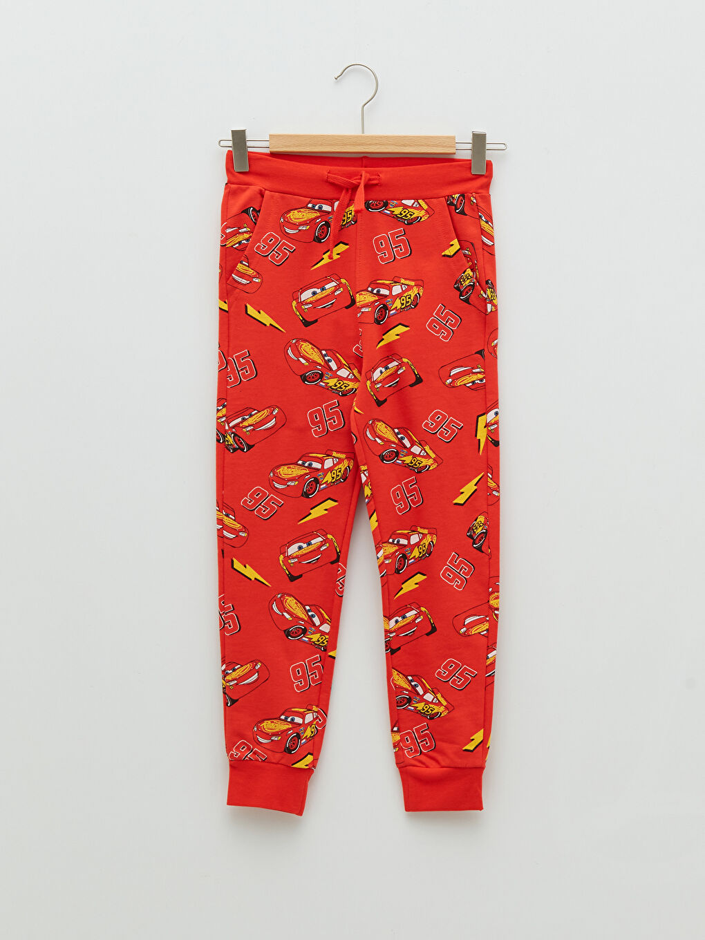 Kırmızı Beli Lastikli Arabalar Baskılı Erkek Çocuk Jogger Eşofman Altı