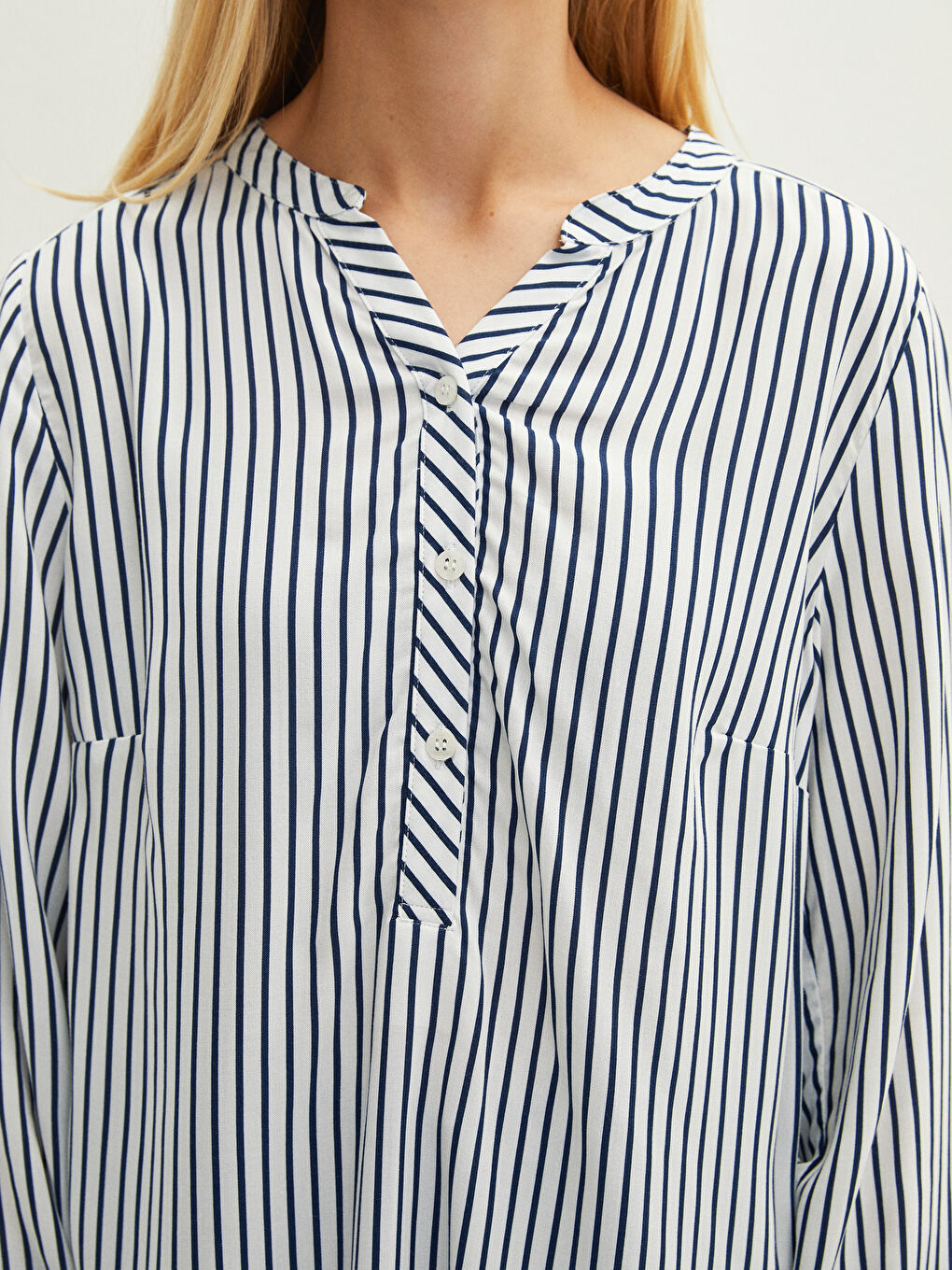 Bluza sa rolkom, prugasta, dugi rukav, viskoza, za žene-3