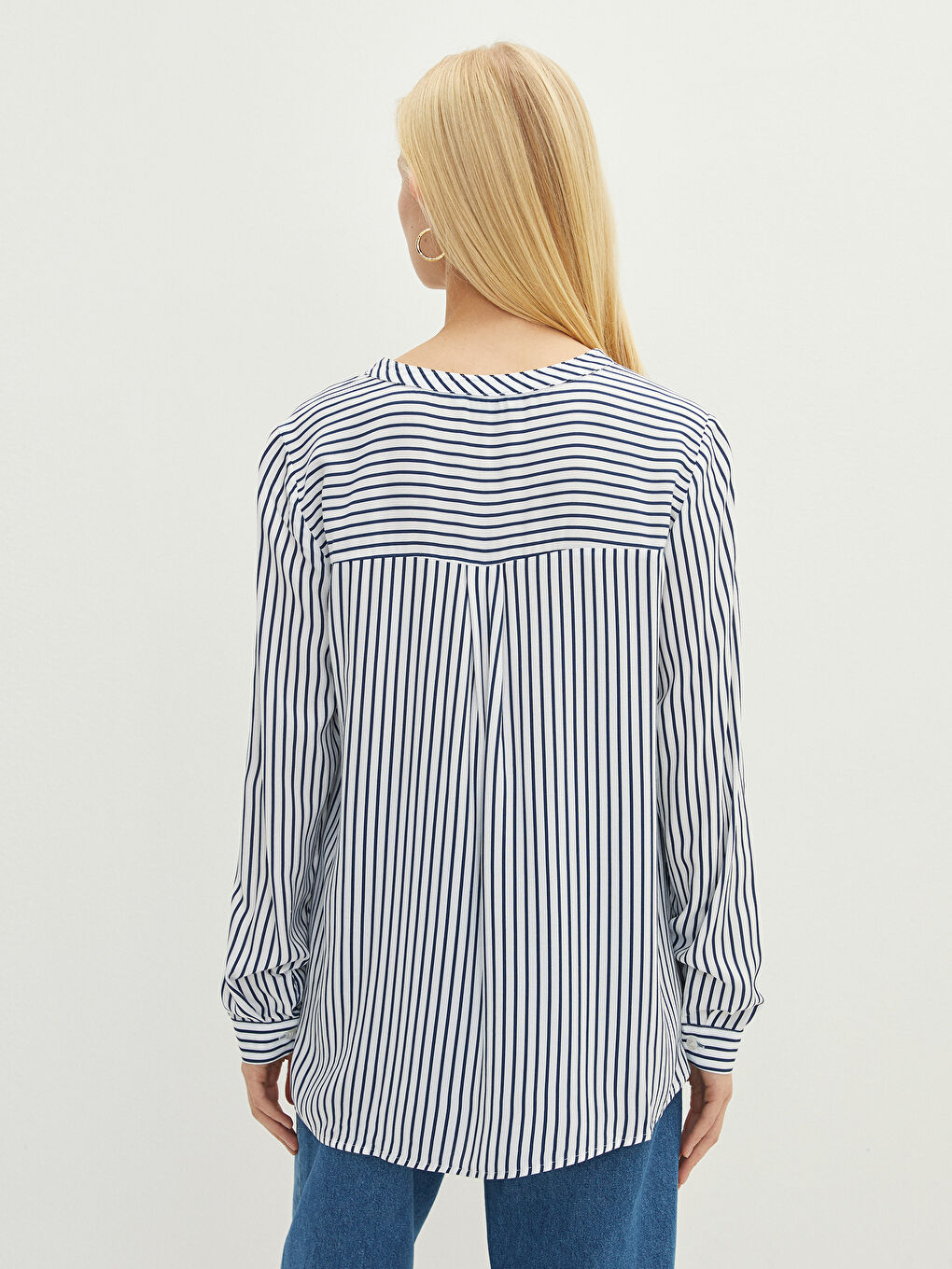 Bluza sa rolkom, prugasta, dugi rukav, viskoza, za žene-4