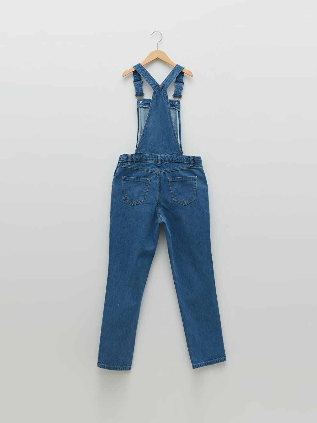 İndigo Kare Yaka Basic Askılı Kız Çocuk Jean Salopet-1