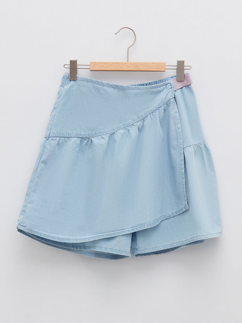 Jupe-Short Basique en Jean pour Fille à Taille Élastique en Coton