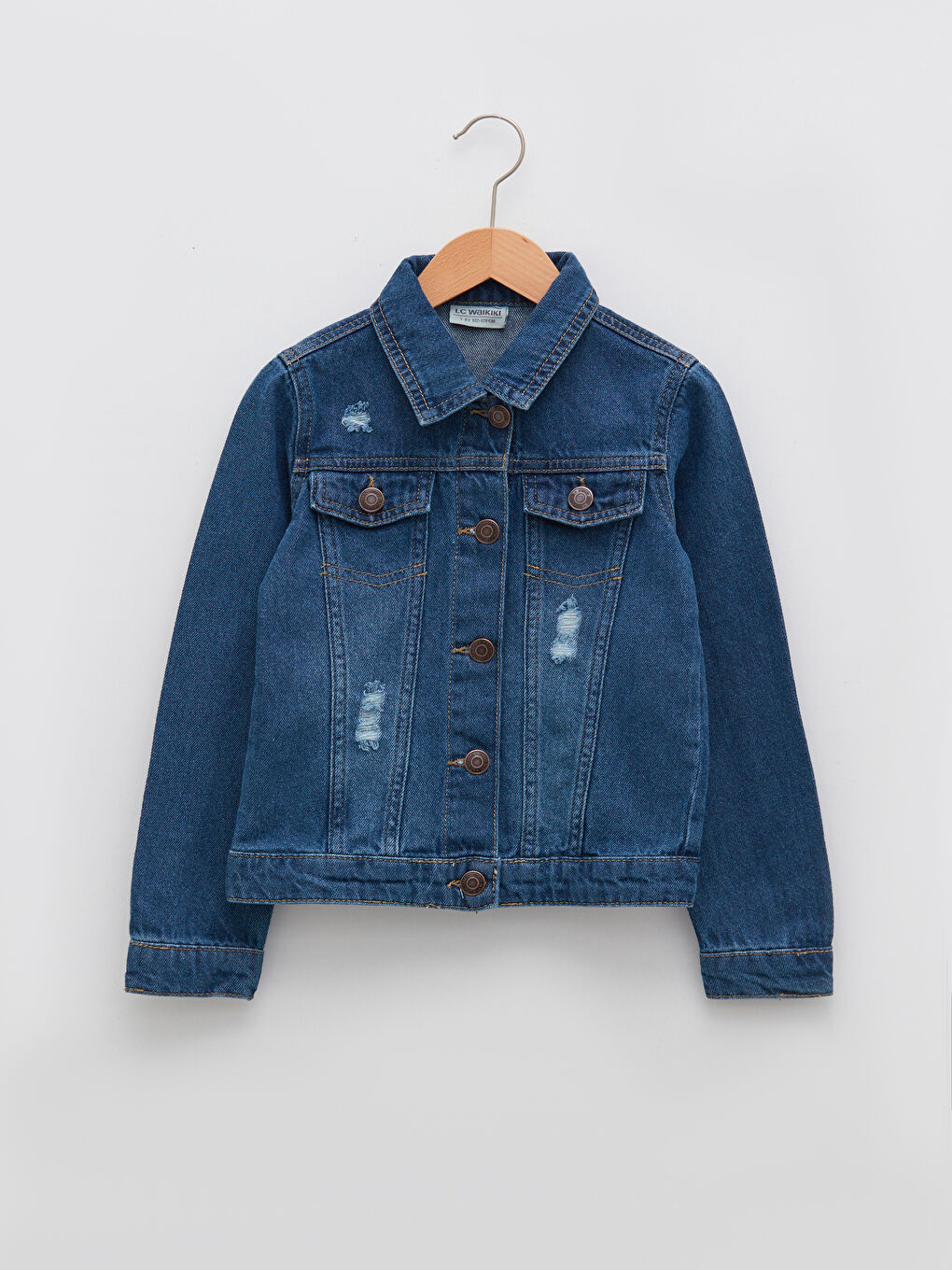 İndigo Gömlek Yaka Uzun Kollu Kız Çocuk Jean Ceket-2