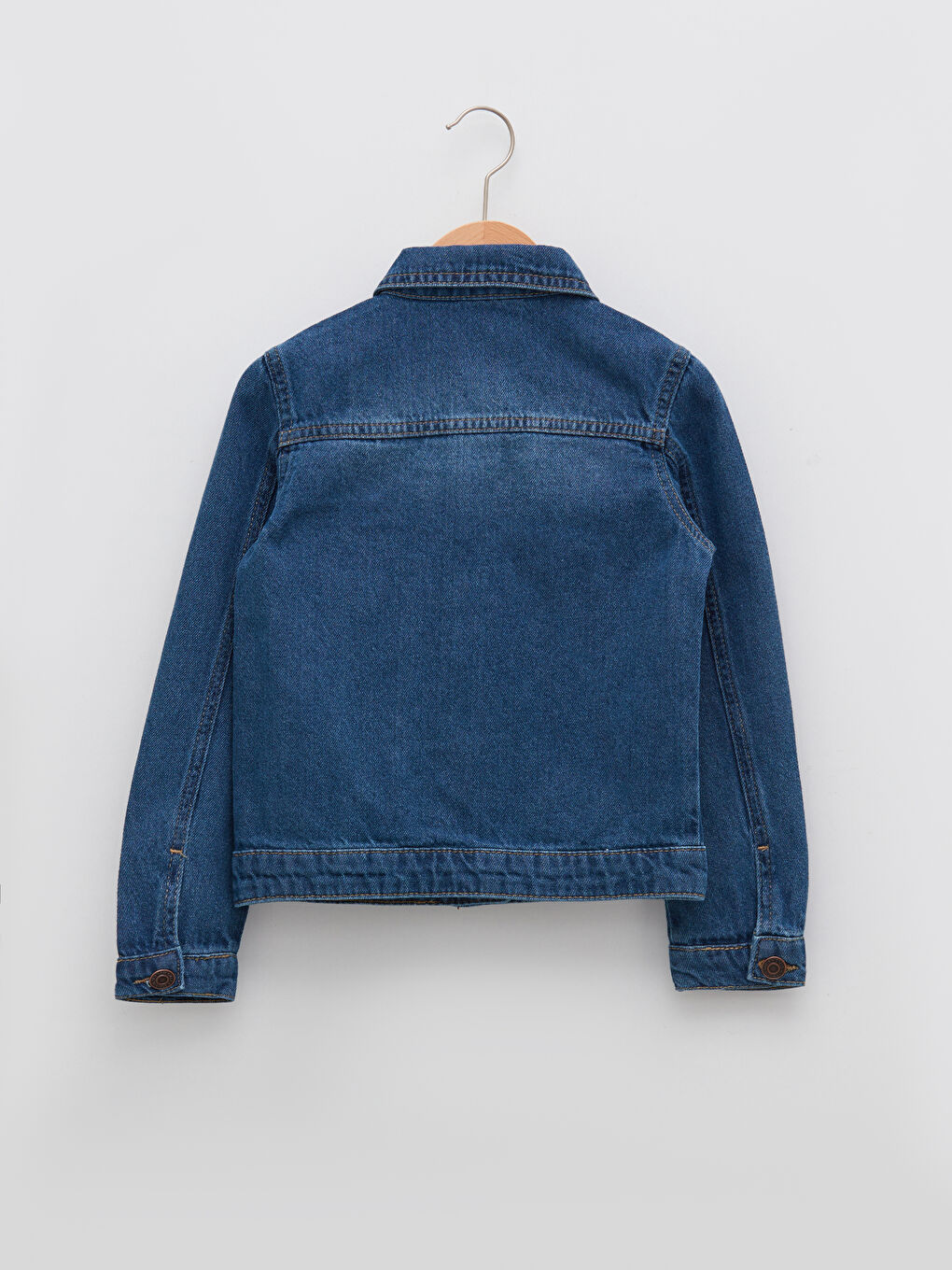 İndigo Gömlek Yaka Uzun Kollu Kız Çocuk Jean Ceket-3
