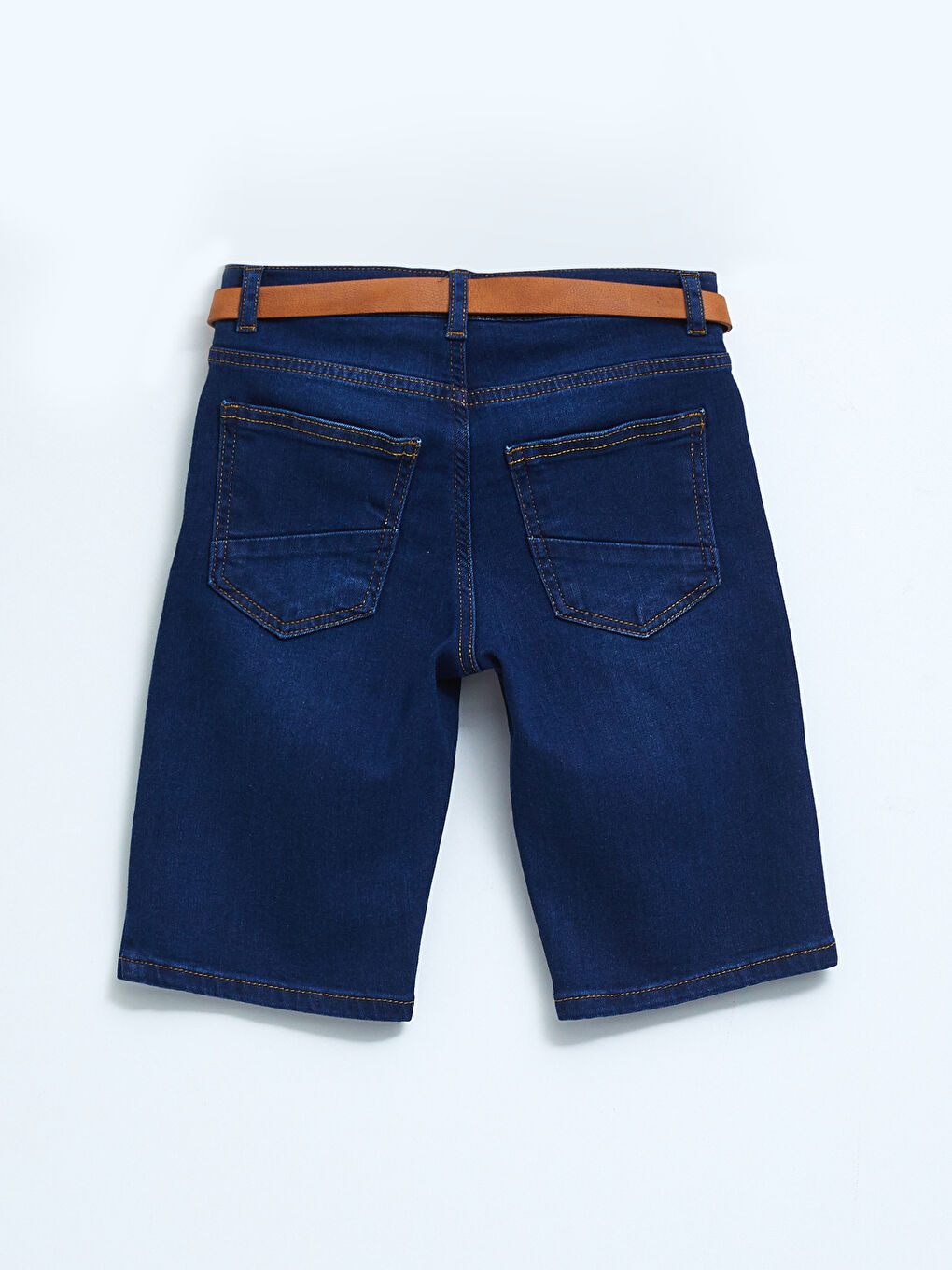 Short en jean garçon basique avec ceinture-1