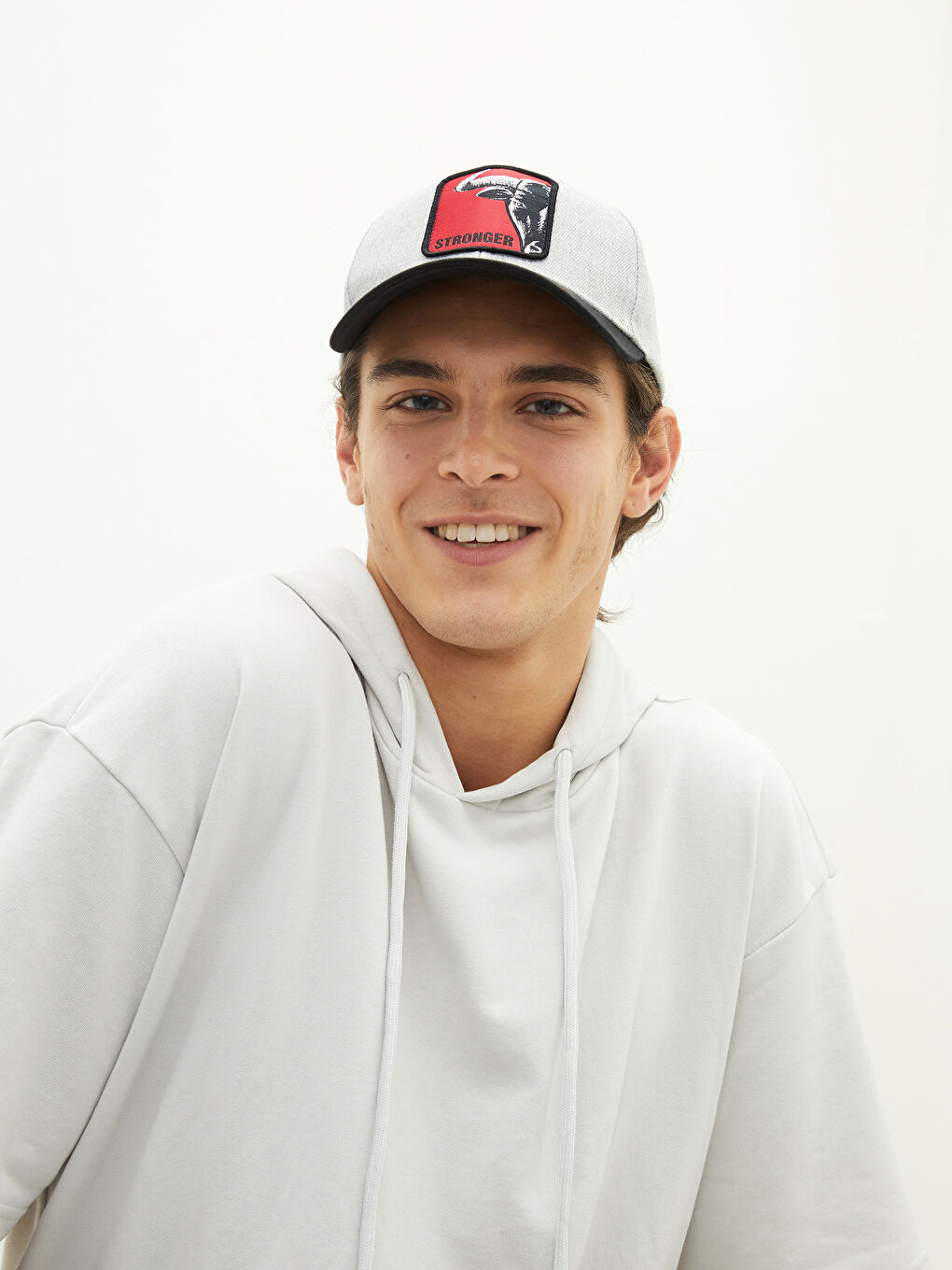 Antrasit Etiket Nakışlı Erkek Kep Şapka-1