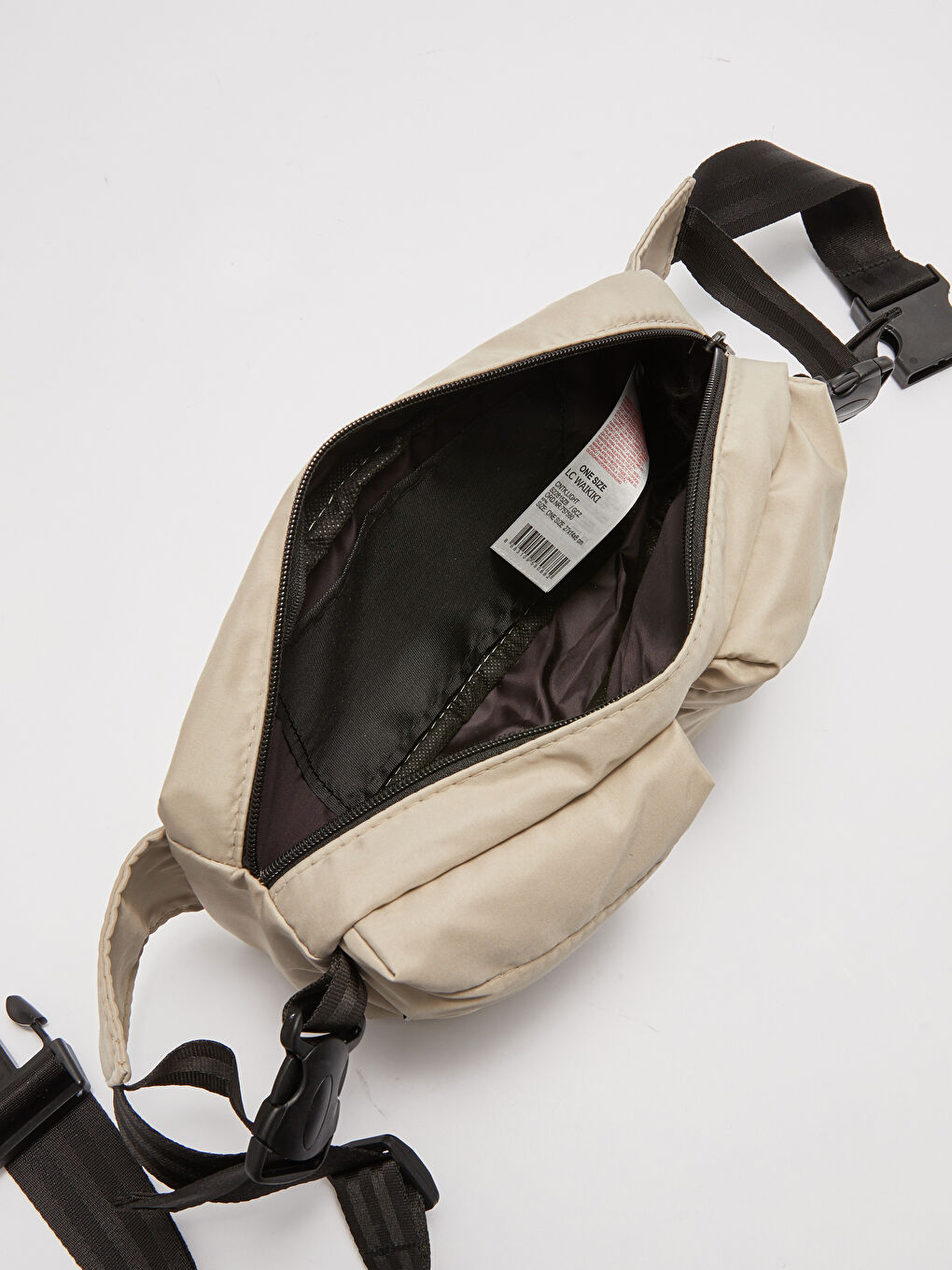 Bej Etiket Detaylı Erkek Bel Çantası-4