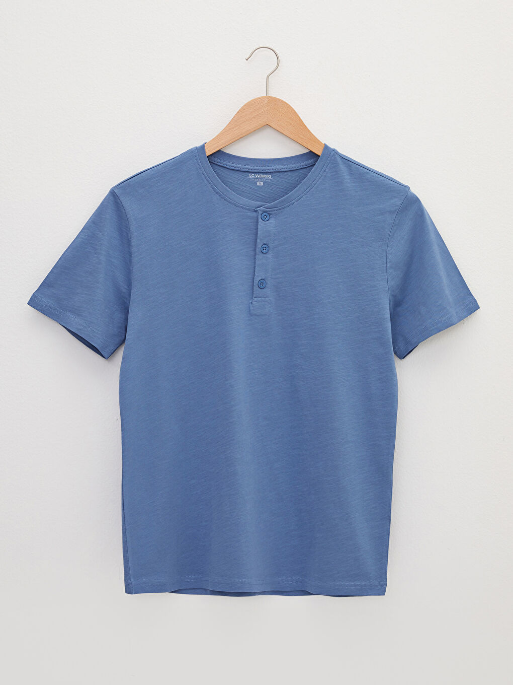 Mavi Bisiklet Yaka Kısa Kollu Pamuklu Erkek Atlet-5